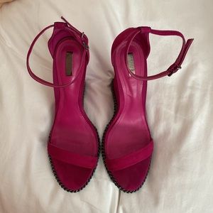 SCHUTZ brand. Fuchsia suede, great height! Worn once to a sit down dinner.